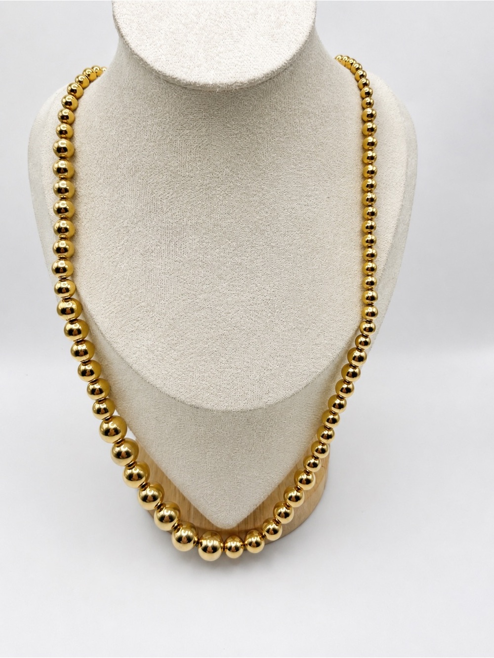 Vintage Napier 24” Graduated Gold Tone Bead Necklace | Linked Beads